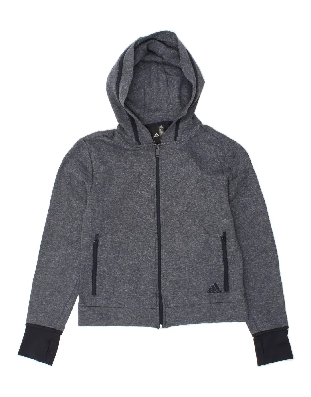 ADIDAS Womens Zip Hoodie Sweater UK 12/14 Medium Navy Blue Pinstripe Oversized Loose Flowy