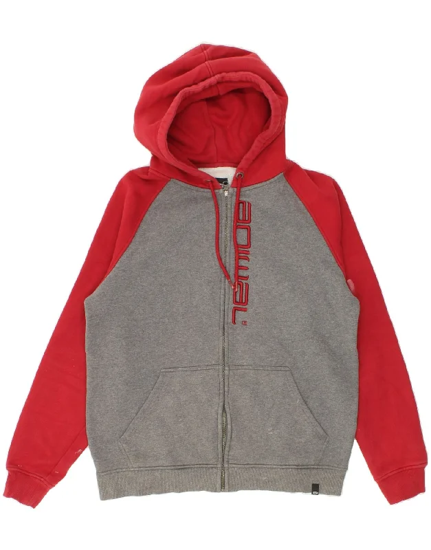 ANIMAL Mens Zip Hoodie Sweater Large Grey Colourblock Cotton Cable Knit Ribbed Knit Lace Knit