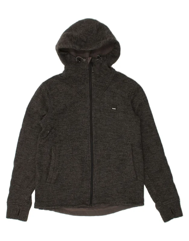 BENCH Womens Zip Hoodie Sweater UK 16 Large Grey Acrylic Embroidered Appliqued Beaded
