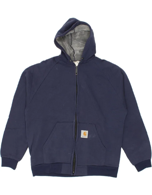 CARHARTT Mens Zip Hoodie Sweater Large Navy Blue Cotton Wool Sweater Cotton Sweater Cashmere Sweater