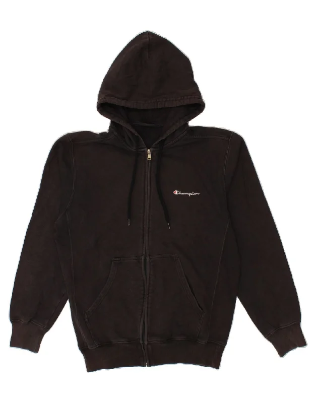 CHAMPION Mens Zip Hoodie Sweater Medium Black Cotton Lace Blend Ribbed Blend Corduroy Blend