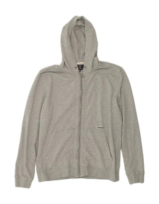 DUCK AND COVER Mens Zip Hoodie Sweater 2XL Grey Cotton Silk Blend Satin Velvet