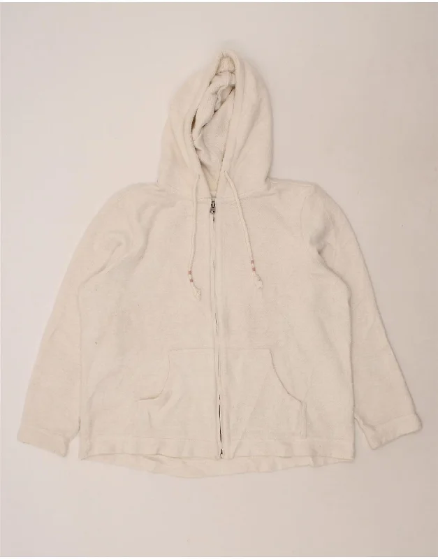 FAT FACE Mens Zip Hoodie Sweater Large White Polyester Slim Fit Regular Fit Oversized