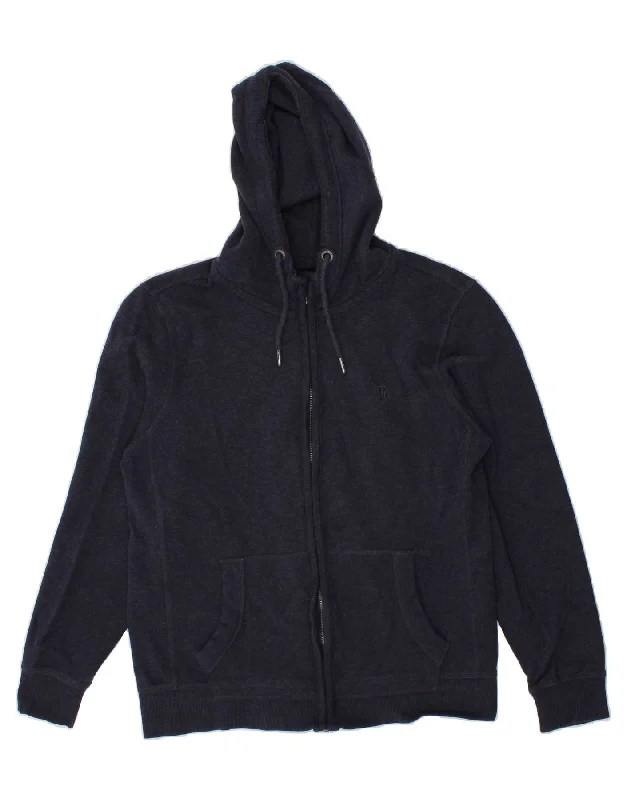 FAT FACE Mens Zip Hoodie Sweater Medium Navy Blue Cotton Cotton Fabric Linen Fabric Terry Fabric