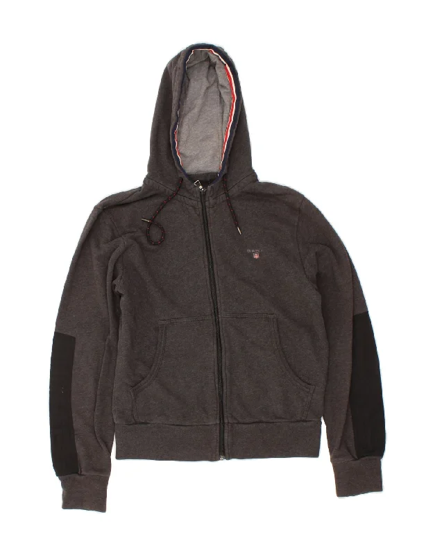 GANT Mens Zip Hoodie Sweater Medium Grey Colourblock Cotton Stylish Fashionable Trendy