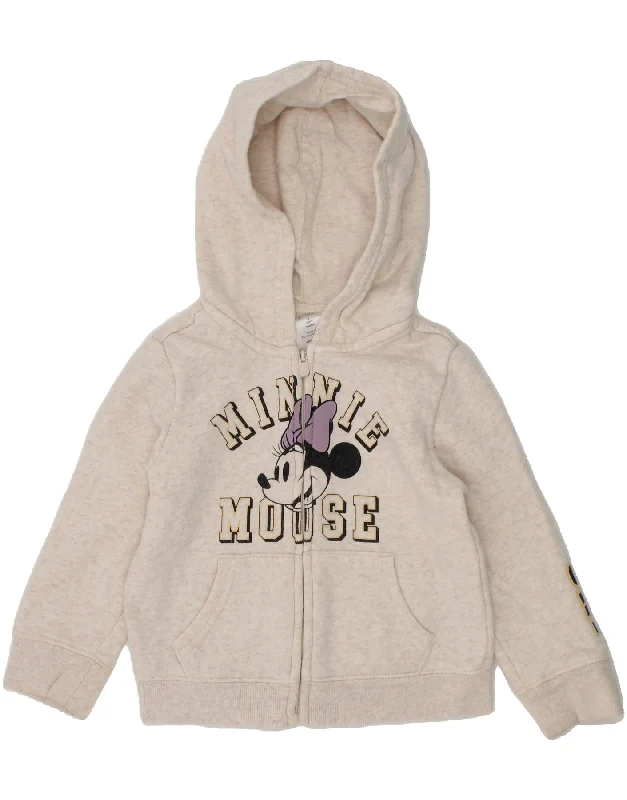 GAP Girls Minnie Graphic Zip Hoodie Sweater 2-3 Years Grey Cotton Velvet Chenille Corduroy