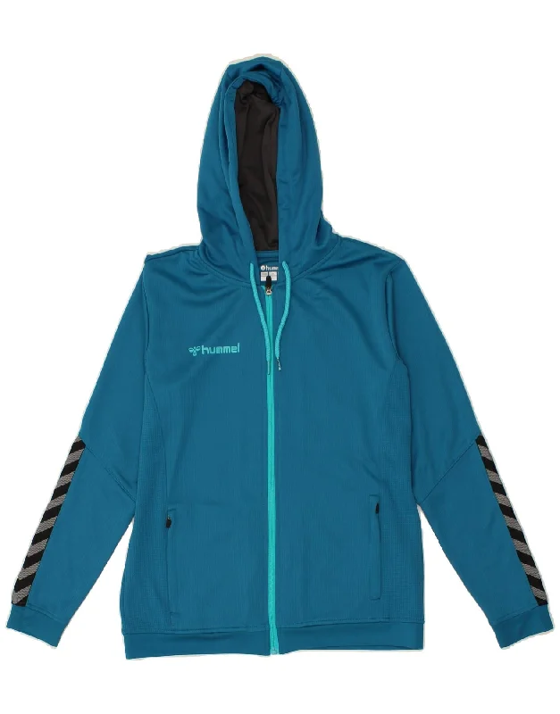 HUMMEL Womens Zip Hoodie Sweater UK 10 Small Blue Polyester Stylish Fashionable Trendy