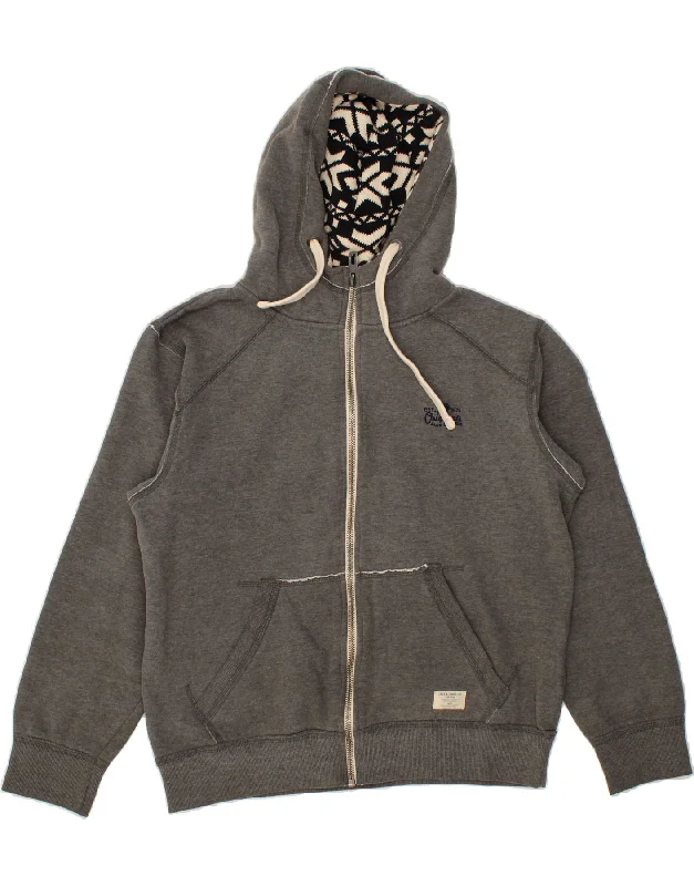 JACK & JONES Mens Zip Hoodie Sweater Large Grey Cashmere Blend Cotton Blend Poly Blend