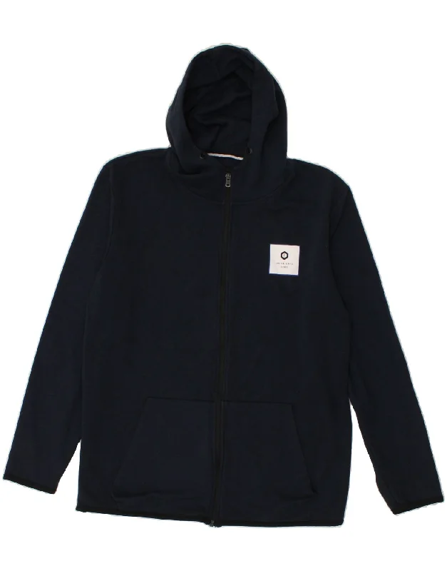 JACK & JONES Mens Zip Hoodie Sweater XL Navy Blue Polyester Rayon Fabric Velvet Fabric Corduroy Fabric