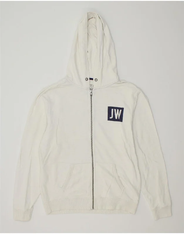 JACK WILLS Womens Graphic Zip Hoodie Sweater UK 18 XL White Cotton Faux Fur Fabric Real Fur Fabric Shearling Fabric