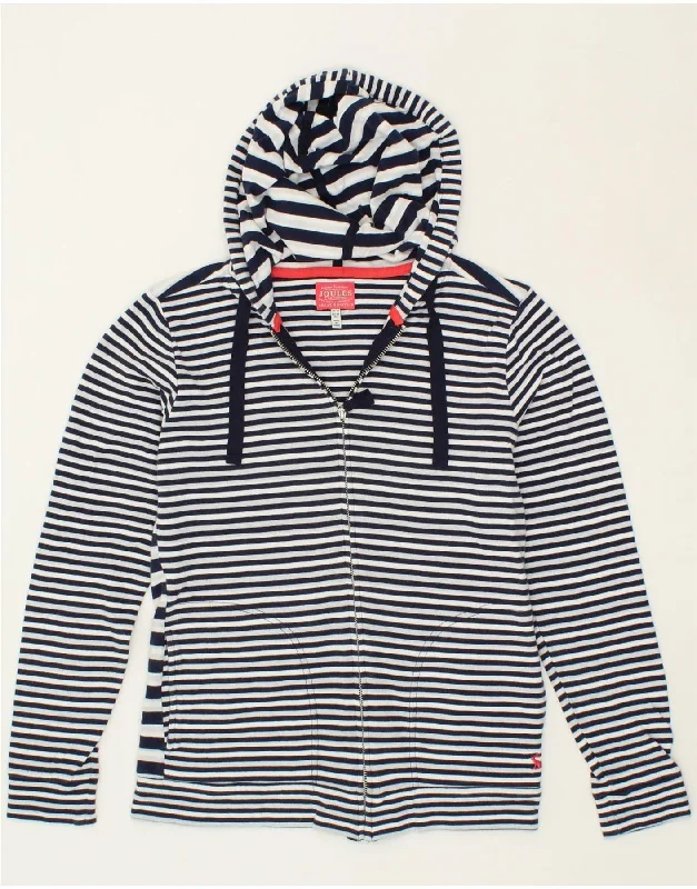 JOULES Womens Zip Hoodie Sweater UK 10 Small White Striped Cotton Wool Sweater Cotton Sweater Cashmere Sweater