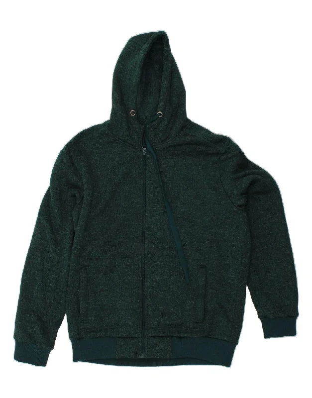 MOUNTAIN WAREHOUSE Mens Zip Hoodie Sweater Large Green Polyester Hooded Sweater Collared Sweater Shawl Collar