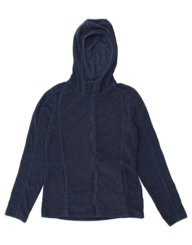 MOUNTAIN WAREHOUSE Womens Fleece Zip Hoodie Sweater UK 8 Small  Navy Blue Solid Print Embellished