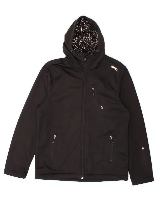 O'NEILL Mens Zip Hoodie Sweater Medium Black Polyester Chenille Blend Fleece Blend Nylon Blend