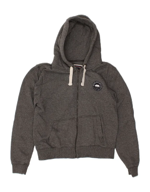 SOULCAL&CO Womens Zip Hoodie Sweater UK 16 Large Grey Flecked Striped Floral Plaid
