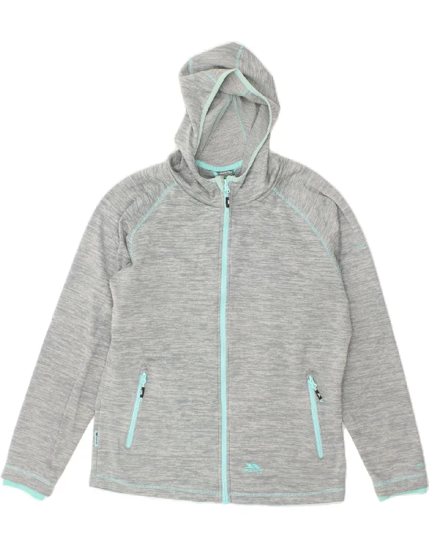 TRESPASS Womens Zip Hoodie Sweater UK 18 XL Blue Flecked Polyester Mesh Blend Leather Blend Suede Blend