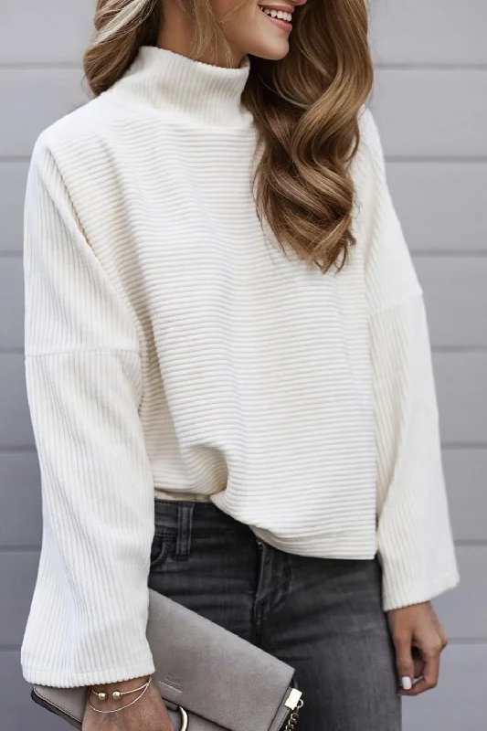 Turtleneck Slit Dropped Shoulder Sweater Lightweight Heavyweight Midweight