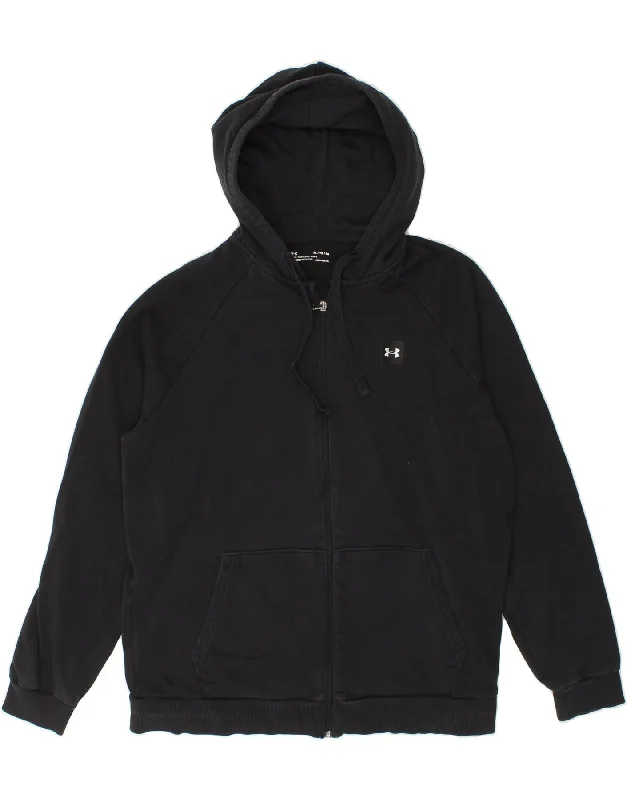 UNDER ARMOUR Mens Tall Zip Hoodie Sweater XL Black Cotton Beaded Sweater Sequined Faux Fur