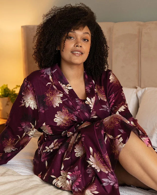 Eve Floral Print Long Dressing Gown Tunics Plaid country