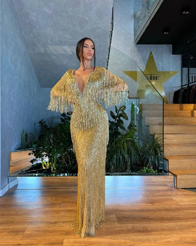 Gold Tassel Long Dress Tunics Trousers formal