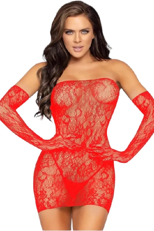 Lace Tube Dress With Gloves Tunics Fashionable trendy