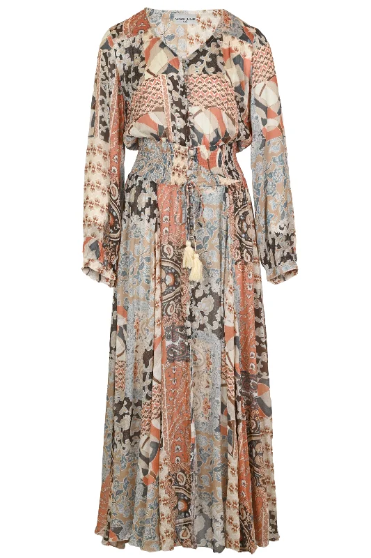 Angelique Long Dress Beige Mix Tunics Versatile stylish