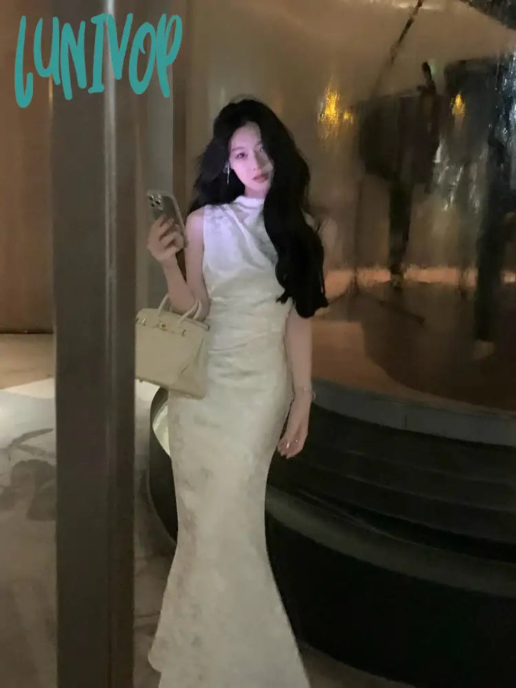 Lunivop Women Vintage Casual Fishtail Long Dress Summer Elegant Print Birthday Slim Evening Club Vestidos Female Clothes Ladies Robe Tunics Bestseller popular