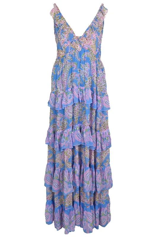 Yolanda Long Dress Blue Bodycon Club Sequined