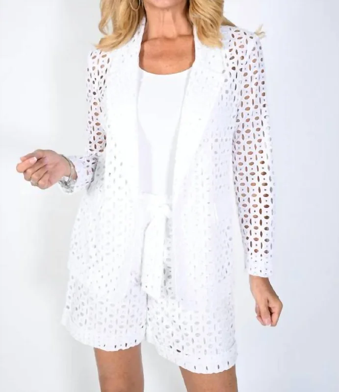 231188 - Woven Blazer In White Women's Handmade Blazer