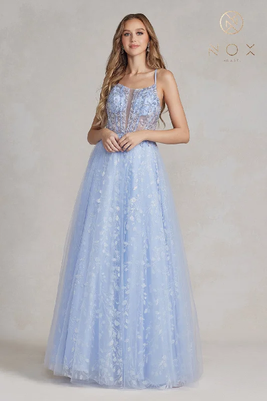 A-Line Long Dress By Nox Anabel -T1084 Floral Print girly