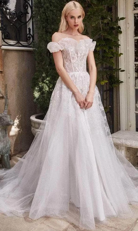 Andrea and Leo A1090 - Off-Shoulder Cape Sleeve Wedding Dress Tunics Sale discount