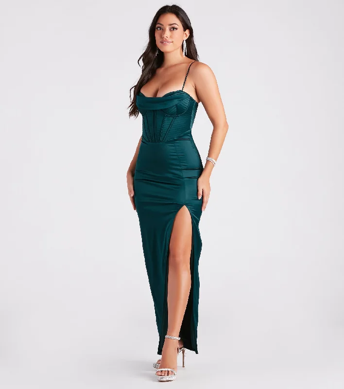 Blaire Formal Satin Corset Slim Long Dress Maxi Flowy Bohemian