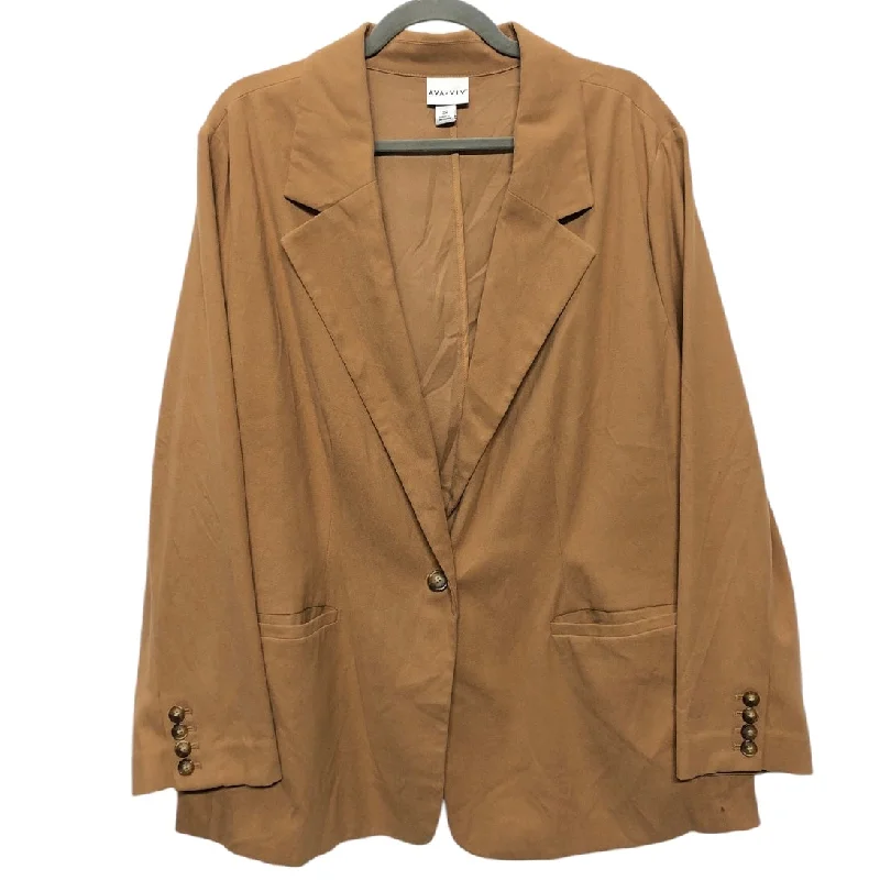 Blazer By Ava & Viv In Tan, Size:3X Women's Elegant Suit
