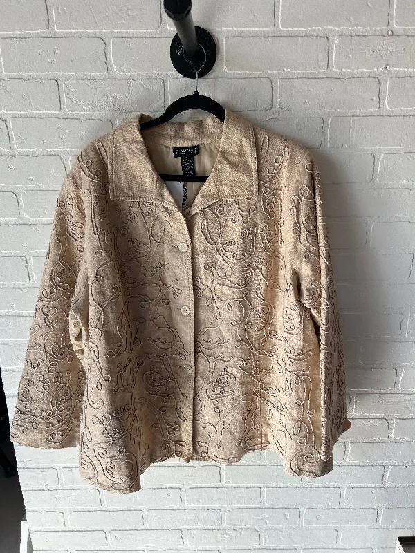 Blazer By Dialogue Qvc In Tan, Size: 2x Women's High-End Blazer
