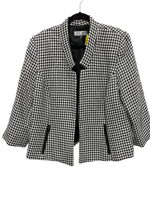Blazer By Kasper In Black & White, Size: 16 Women's Trendy Blazer