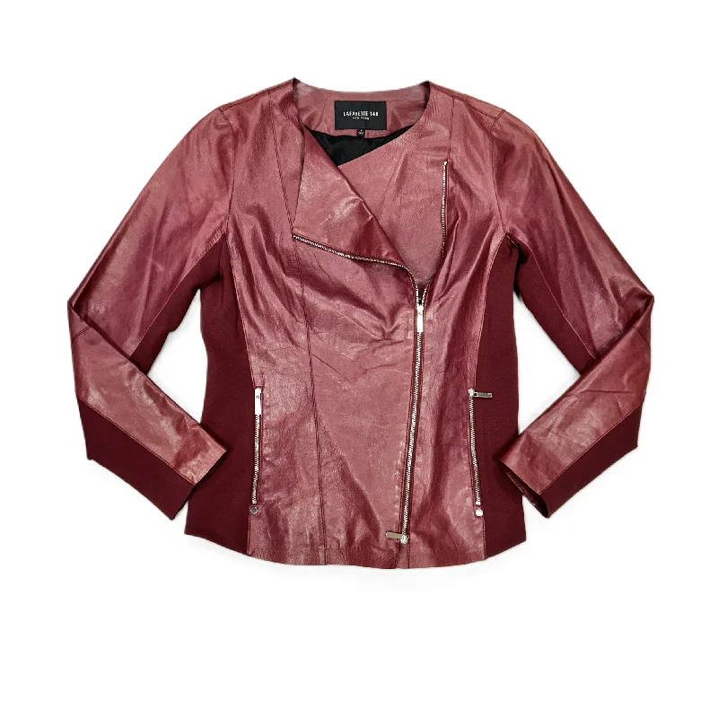 Blazer Designer By Lafayette 148 In Red, Size: S Slimming Women's Blazer