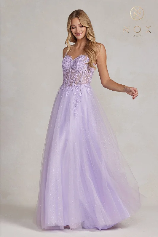 Corset Embroidered Long Dress By Nox Anabel -F1087 Tunics Ceremony elegant