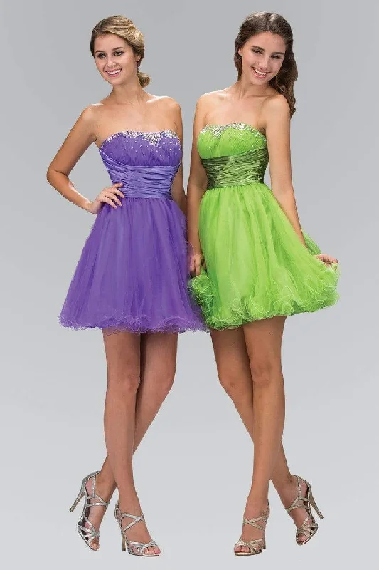 Elizabeth K - GS1052 Crystal Embellished Pleated Empire Waist Dress empire Waist empire