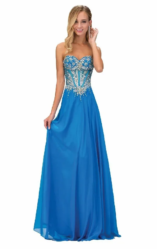 Elizabeth K - GL1132 Strapless Embellished Long Dress Tunics Stylish elegant