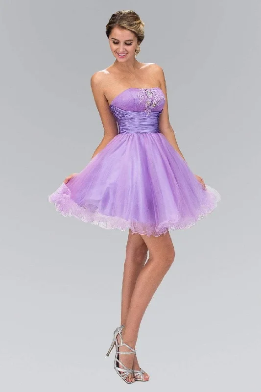 Elizabeth K - GS1350 Strapless Ruched Satin Empire Waist Dress Pencil Office Professional
