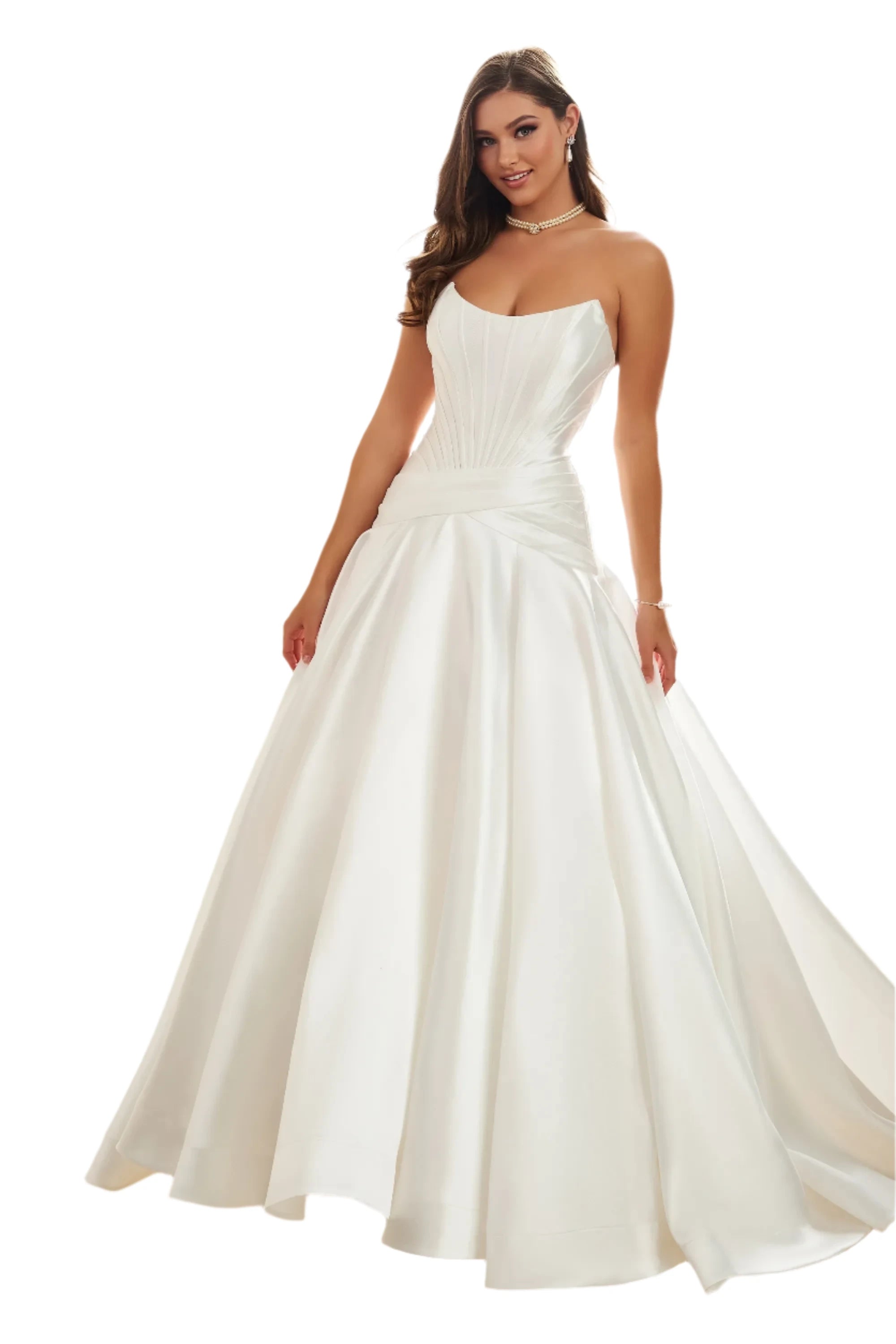 Ellie Wilde EW36105 Mikado A Line Dress Drop Waist Scoop Neck Ballgown Prom Pageant Formal Crew Neckline Sporty