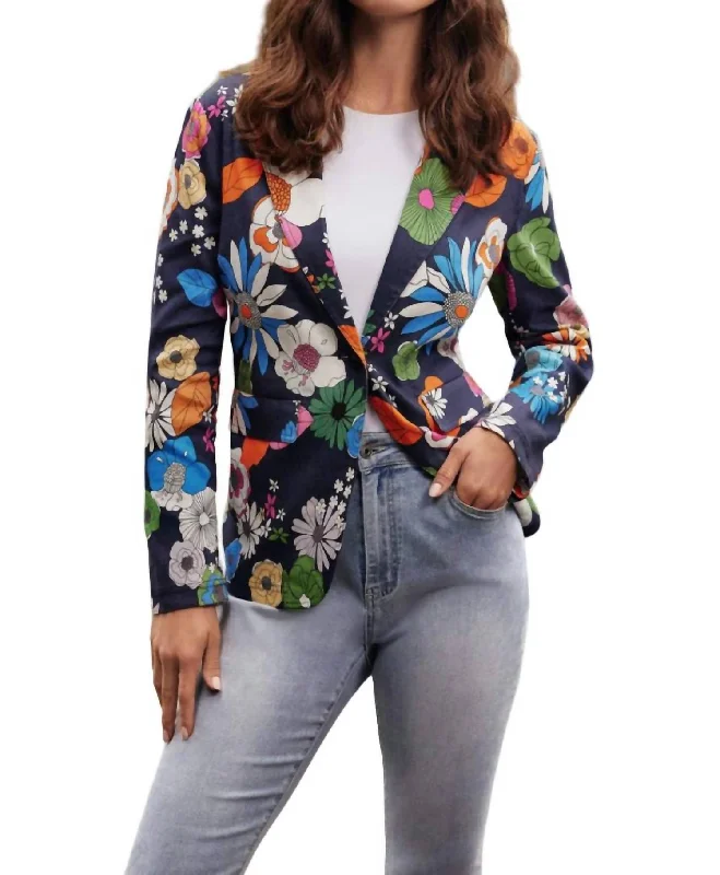 Floral Printed Blazer In Gardenia Women's Print Jacket