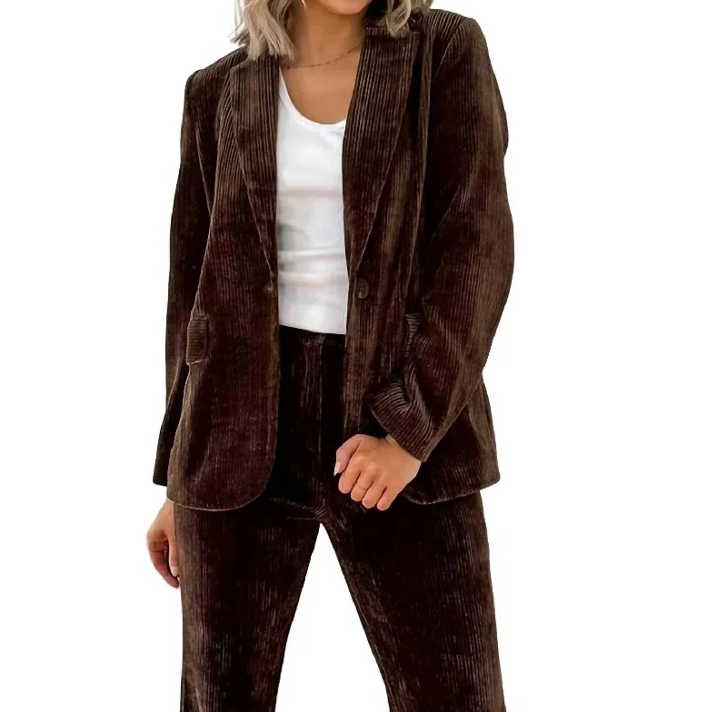 Hazel Corduroy Blazer In Mocha Women's Unique Blazer