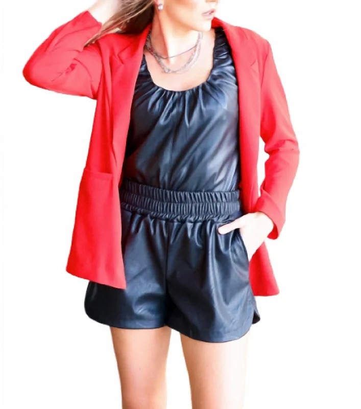 Hottie Long Blazer In Red Fashion Women's Blazer