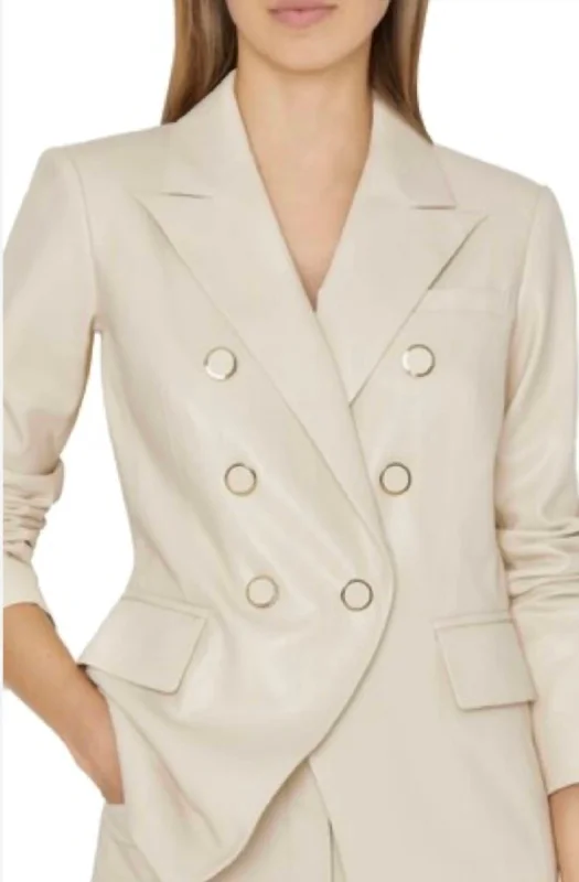 Inez Vegan Leather Blazer In Ecru Women's Fashion Blazer