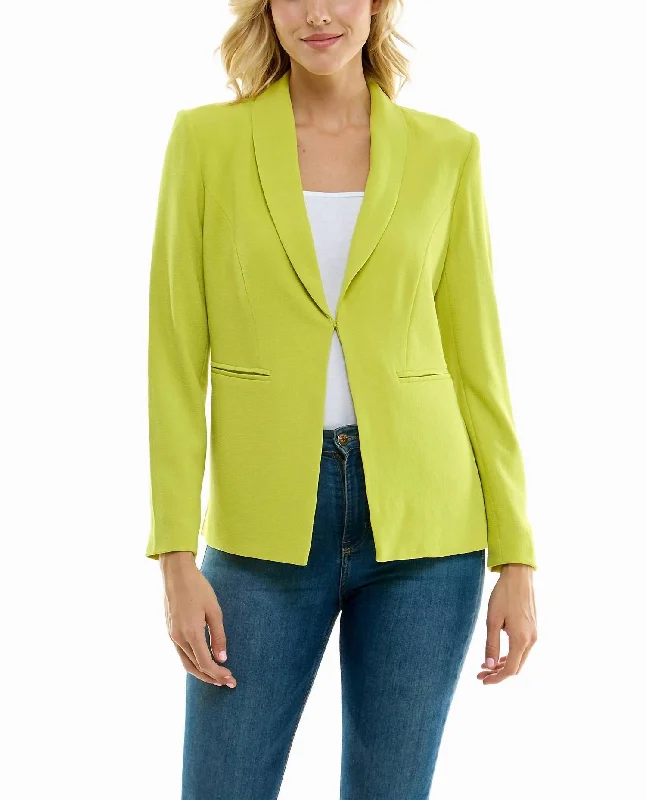 Isla Stretch Crepe One Button Blazer In Citrine Milan Custom Blazer