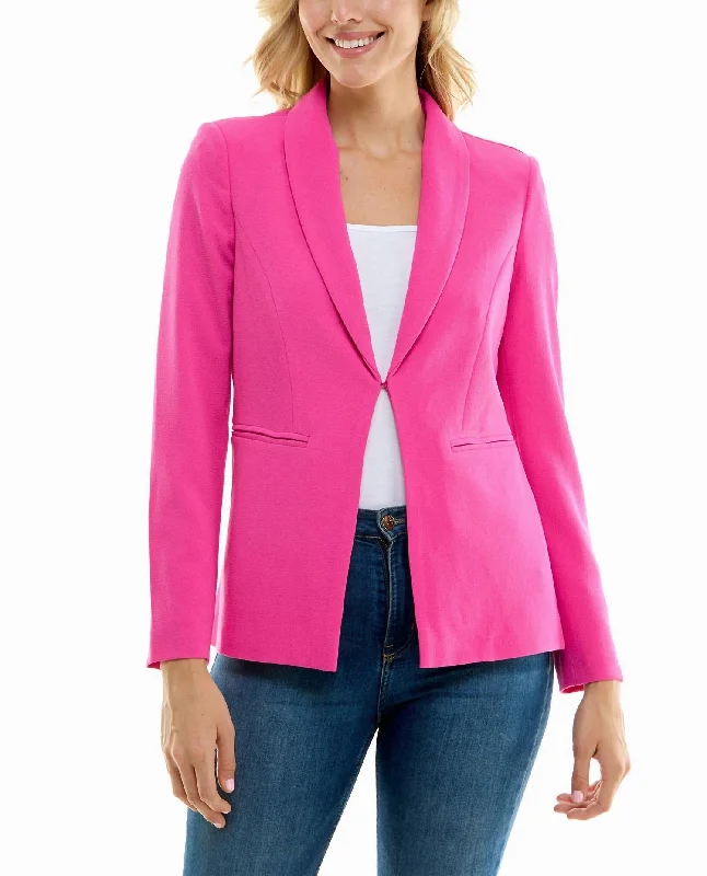 Isla Stretch Crepe One Button Blazer In Precious Pink Women's Boutique Suit