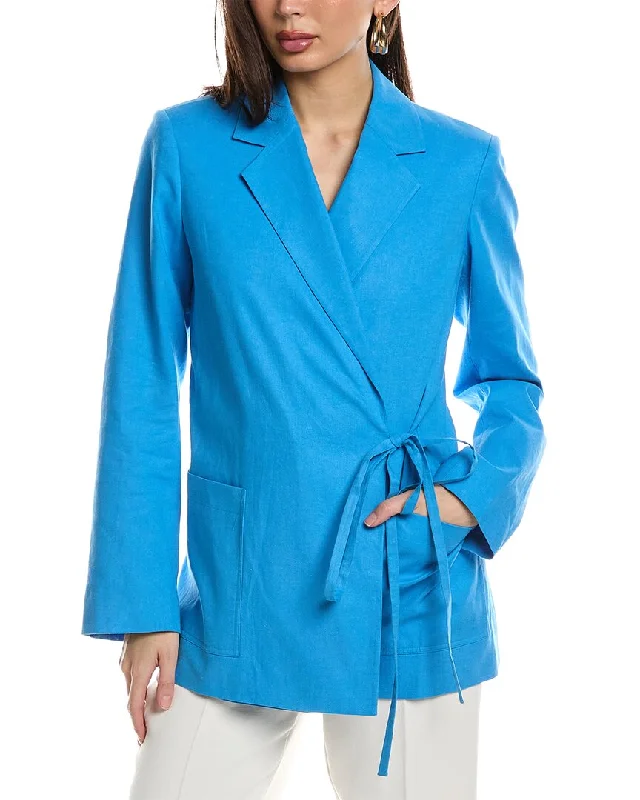 Jason Wu Tie Detail Linen-Blend Blazer Fashion Women's Blazer