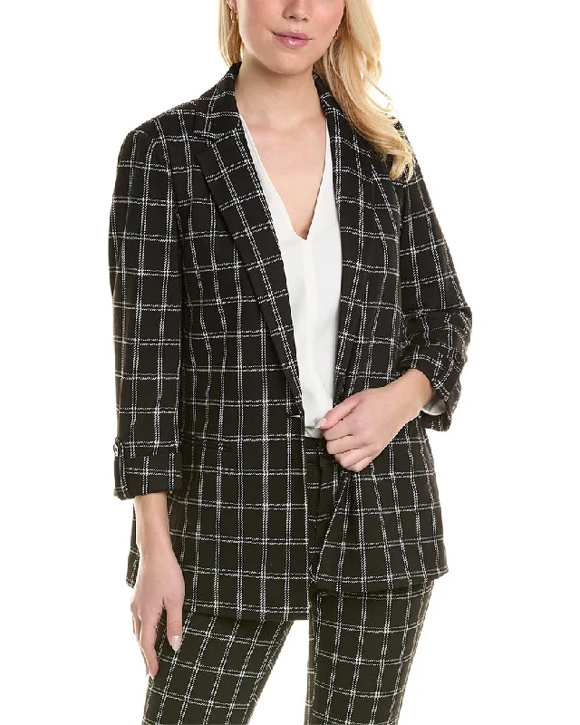 Jones New York Ponte Plaid One-Button Blazer Women's Classic Blazer