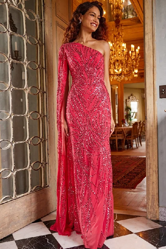 Jovani 23887 Embellished One Cape Shoulder Formal Dress Tunics Stylish elegant